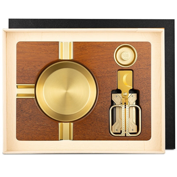 Qiaolong cigar ashtray smoking set multi-functional solid wood exquisite gift box cl-tz296 four-piece set
