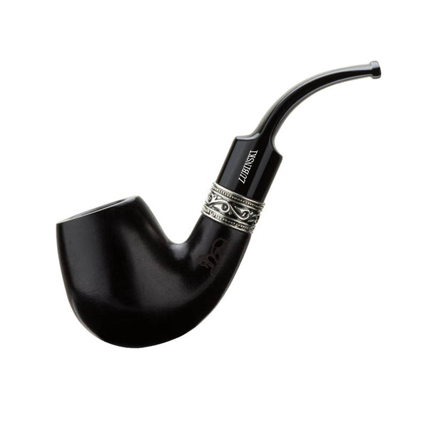 LUBINSKI pipe, ebony silver ring pipe, vintage carved 9mm flue, Rubinsky pipe