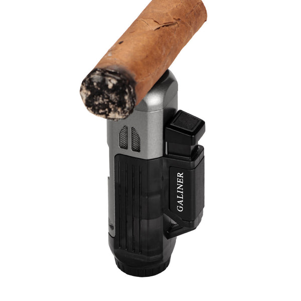 Cigar lighter, single fire, direct punch, windproof inflatable lighter with cigar drill through needle, moxibustion igniter LC-197