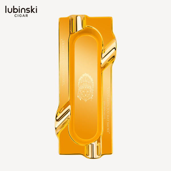 LUBINSKI Cigar Ashtray Four Flue Ceramic Gilt Large Capacity Rectangle Rubinski Portable Ashtray