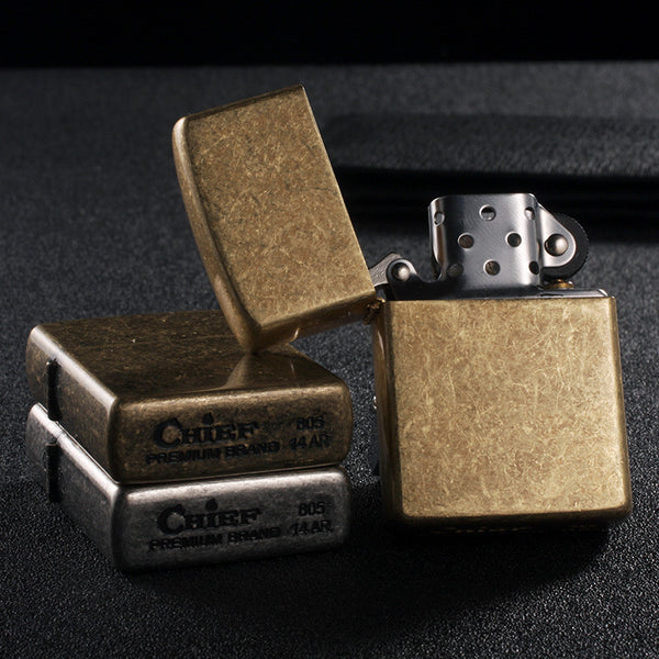 light board lighter retro classic ultra-thin windproof ancient silver knurled copper shell kerosene lighter