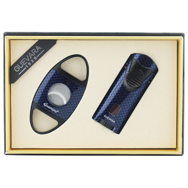 GUEVARA Cigar Scissors Lighter Set Wholesale, Windproof Lighter Sharp Double Blade Cigar Cutter