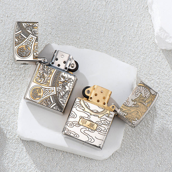 Two-color series metal kerosene lighter, send boyfriend high-end cigarette lighter