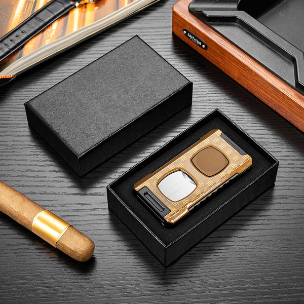 Multifunctional Dual Flame Direct Flush Cigar Lighter with Cigar Cutter Portable 5-in-1 Lighter CB-26BD1