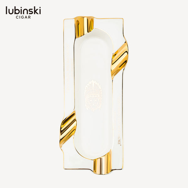 LUBINSKI Cigar Ashtray Four Flue Ceramic Gilt Large Capacity Rectangle Rubinski Portable Ashtray