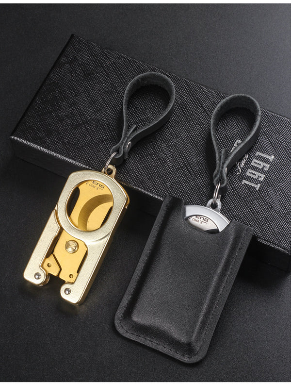 Folding Cigar Scissors Portable Stainless Steel Blade Belt Keychain Luxury Cigar Knife Accessories