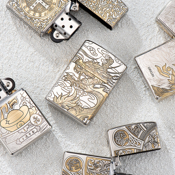 Two-color series metal kerosene lighter, send boyfriend high-end cigarette lighter