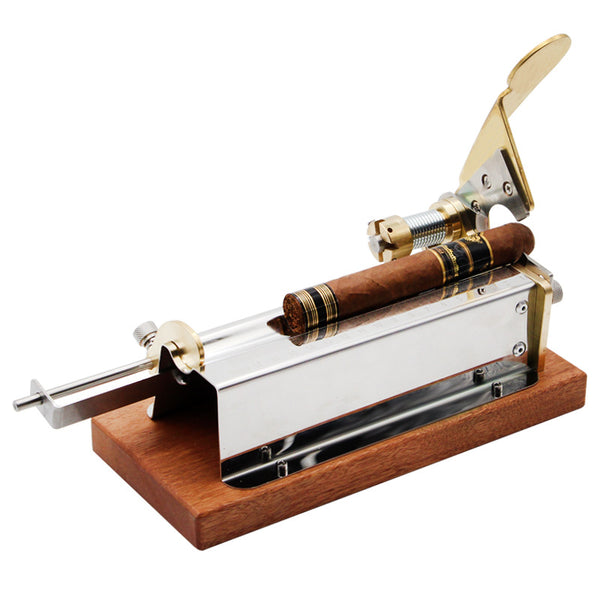 Lafuli cigar cutter - desktop model, crafted with special steel and red hardwood, stainless steel blades for sharpness and durability, large ring gauge