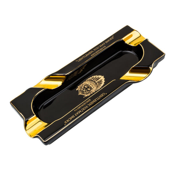 LUBINSKI Cigar Ashtray Four Flue Ceramic Gilt Large Capacity Rectangle Rubinski Portable Ashtray