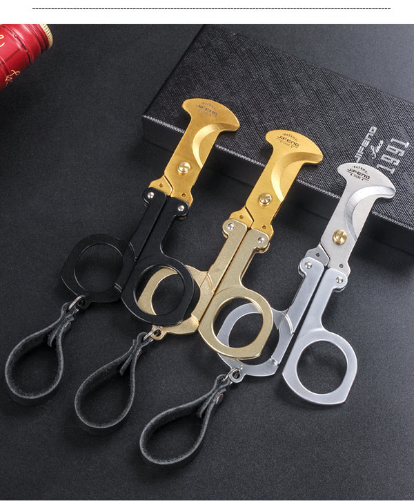 Folding Cigar Scissors Portable Stainless Steel Blade Belt Keychain Luxury Cigar Knife Accessories