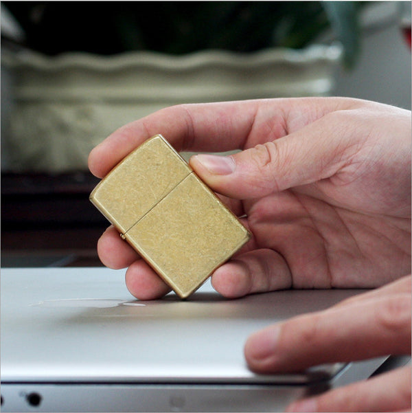 light board lighter retro classic ultra-thin windproof ancient silver knurled copper shell kerosene lighter