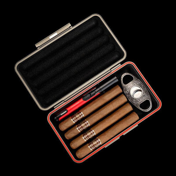 3CM Thin Aluminum Cigar Humidor Portable Sealed Waterproof Gift Box Bag