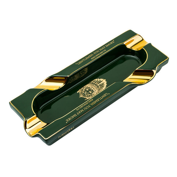 LUBINSKI Cigar Ashtray Four Flue Ceramic Gilt Large Capacity Rectangle Rubinski Portable Ashtray