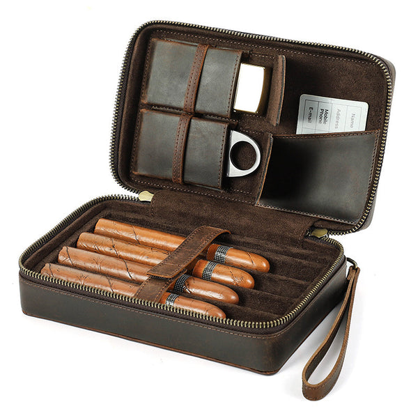 Cigar Box Portable Cigar Storage Box Travel Leather Cigar Box 4 Pack