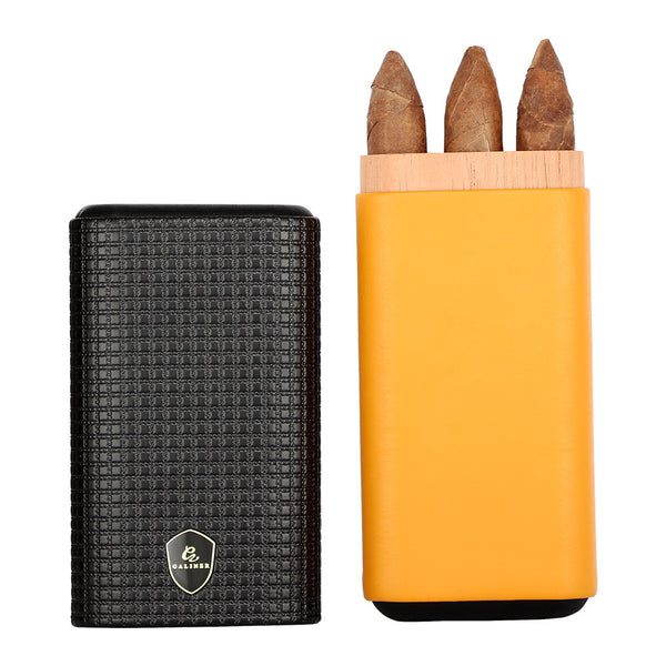 Galiner cigar case - 3 cigar capacity portable cigar humidor - cedar wood cigar travel case