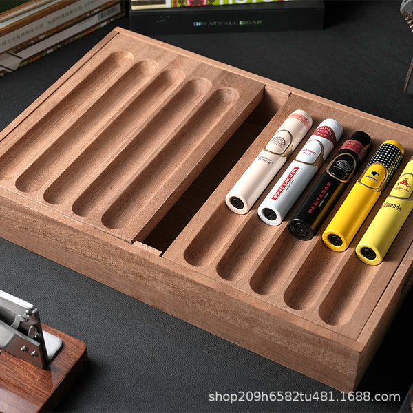 Cigar Tray Display Type Cedar Wood Cigar Tray Double Accessory Storage Tray