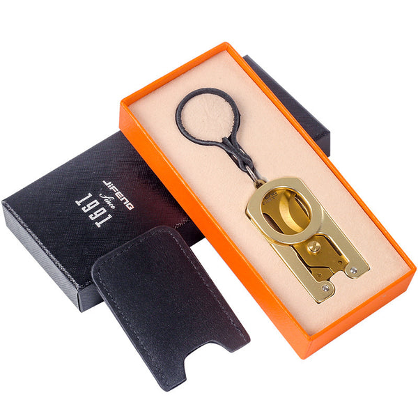 Folding Cigar Scissors Portable Stainless Steel Blade Belt Keychain Luxury Cigar Knife Accessories