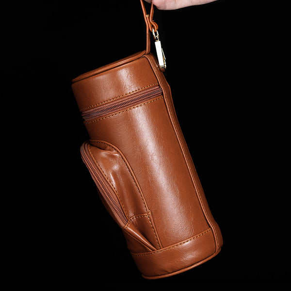 Cigar leather Case Portable with Hygrometer