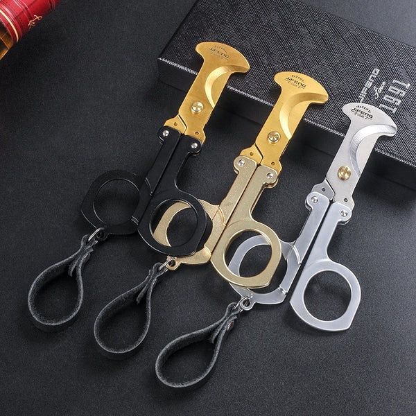 Folding Cigar Scissors Portable Stainless Steel Blade Belt Keychain Luxury Cigar Knife Accessories