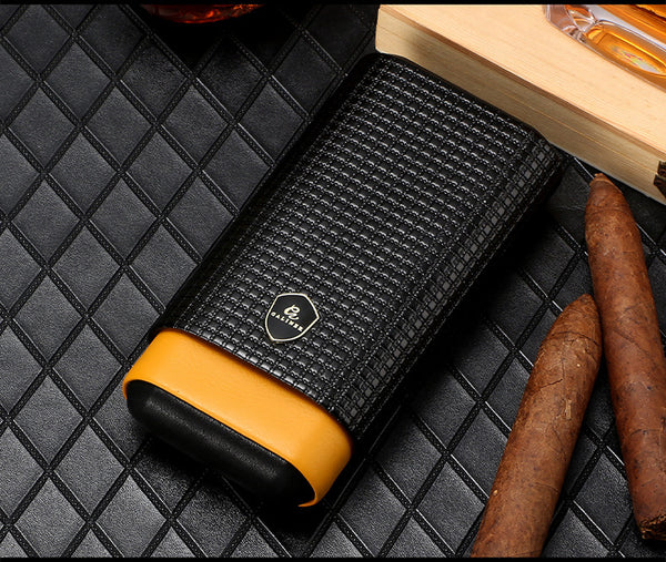 Galiner cigar case - 3 cigar capacity portable cigar humidor - cedar wood cigar travel case