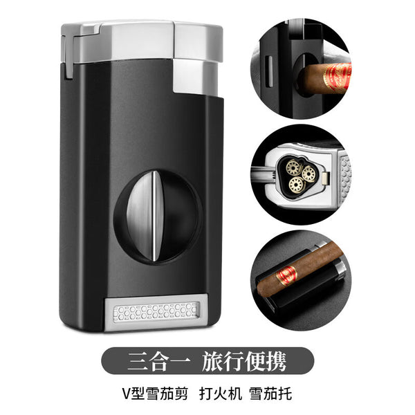 Cigar lighter firepower straight inflatable cigar special lighter, cigar cutter, cigar holder CLB-23IX1