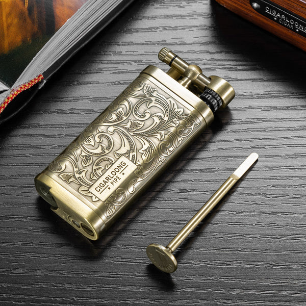 CIGARLOONG pipe smoking set three-piece set Tang grass pattern pipe lighter smoke slot