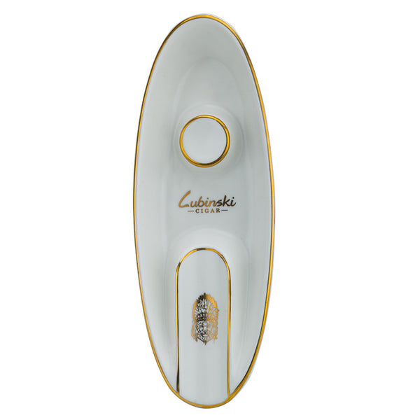 LUBINSKI Cigar Ashtray Single Ceramic Metal Stroke Ashtray Boat-shaped Art Bottom Non-slip Smoking Accessories