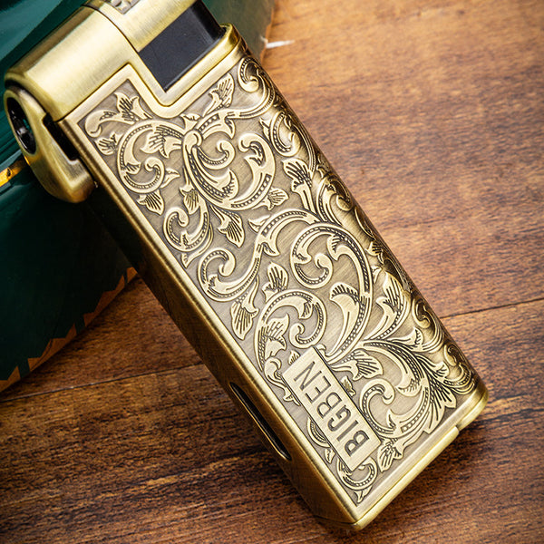 LUBINSKI joint pipe lighter zinc alloy tangcao multi-functional curved open flame with pressure rod gift box