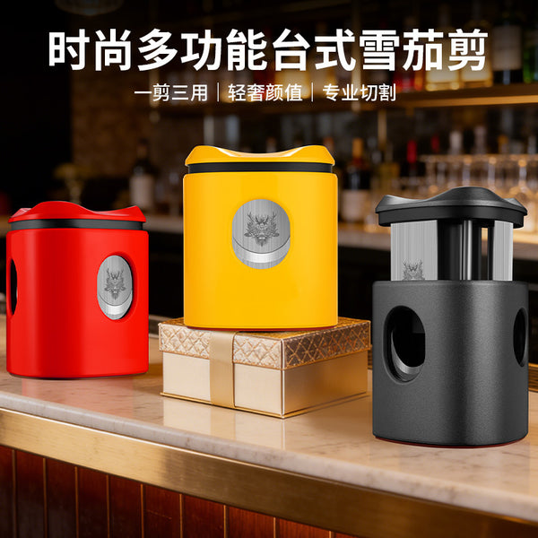 Cigar Cutter Three Caliber Cut Sharp Smooth Semi-Automatic Multifunctional Desktop 3 Cigar Cutter CE-26B3