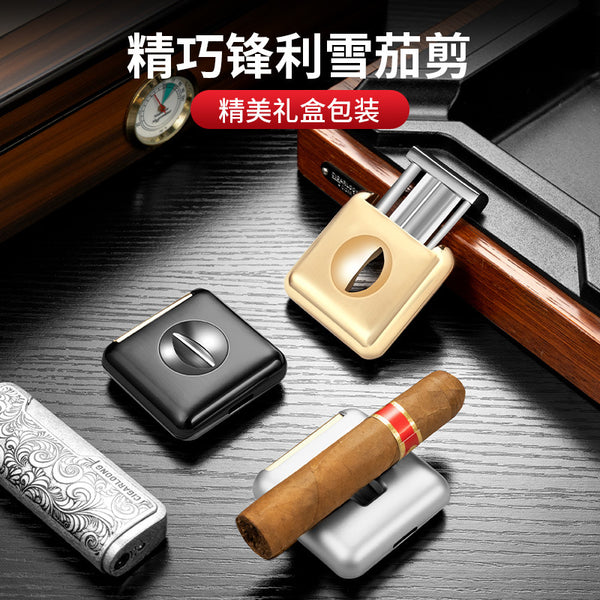 Cigar Cutter Stainless Steel Sharp Blade with Cigar Holder Portable V-Hole Cigar Cutter CL-J88
