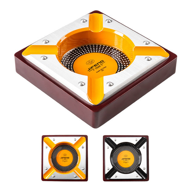 Monsoon Cigar Ashtray Metal Solid Wood Cuban Cigar Tools Cigar Tank Large Smoke Groove JF-3019