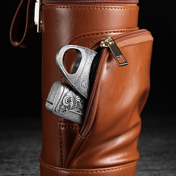 Cigar leather Case Portable with Hygrometer
