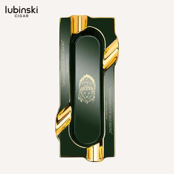 LUBINSKI Cigar Ashtray Four Flue Ceramic Gilt Large Capacity Rectangle Rubinski Portable Ashtray