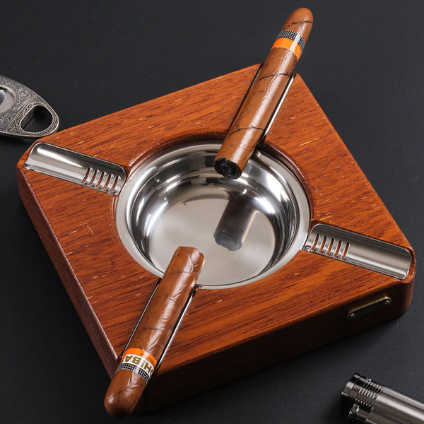 Monsoon Cigar Ashtray Cigar Solid Wood Large Four-position Bench Ashtray Ashtray JF3001