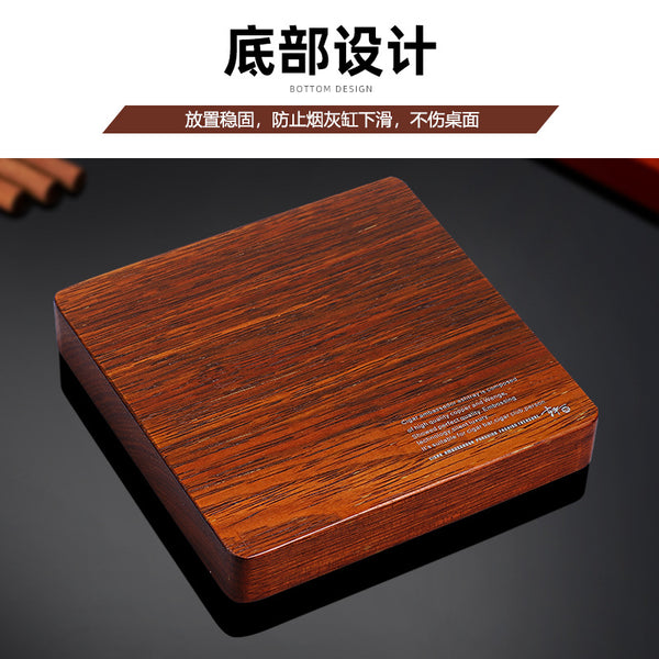 Cigar ashtray creative four-slot metal zinc alloy electroplated solid wood desktop household ashtray