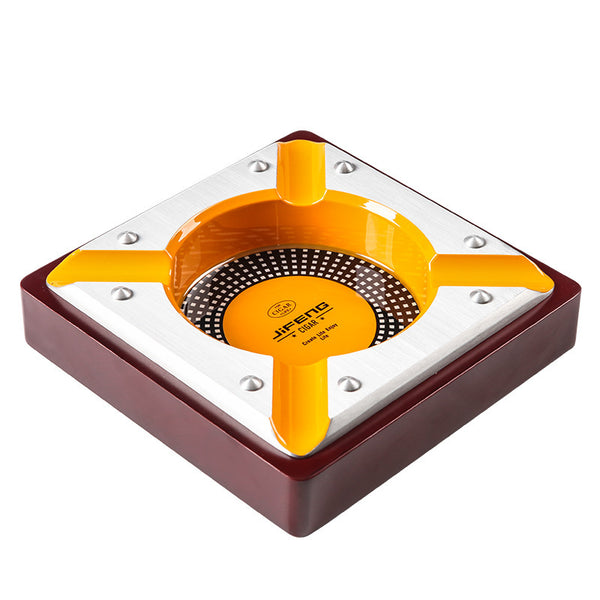 Monsoon Cigar Ashtray Metal Solid Wood Cuban Cigar Tools Cigar Tank Large Smoke Groove JF-3019