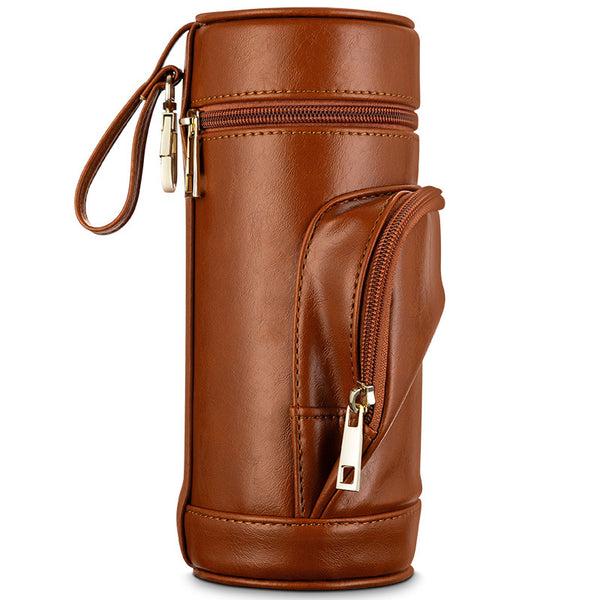 Cigar leather Case Portable with Hygrometer