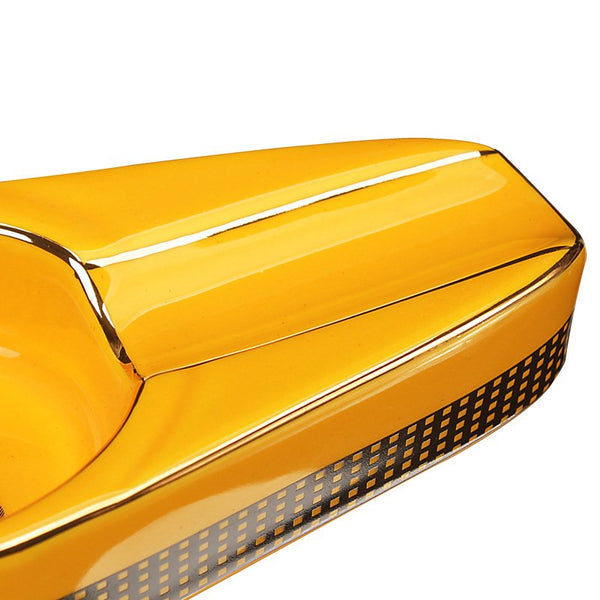 COHIBA Cigar Ashtray Single Cigar Holder Gadgets Round Ash Slot Yellow Tobacco Cigarette Ashtray Gift Box