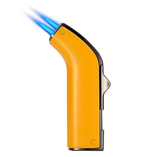 Windproof Metal 2Jet Blue FlameTorch Lighter Cigar Lighter Cutter Set Butane Gas Gift Box for Man Smoking Accessories