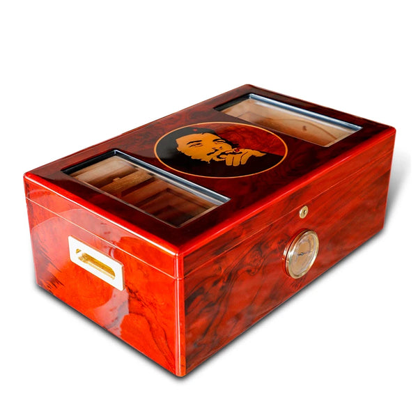 GUEVARA Cigar Humidifier Hygrometer Humidor Large-capacity Cigarette Multi-layer Portable Cabinet Piano Paint Cigar Box
