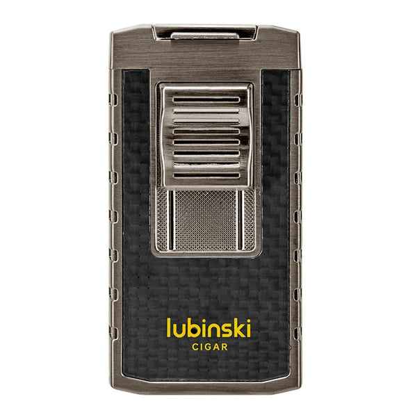 LUBINSKI Torch Lighter Windproof 2 Jet Gas Cigar Lighter Top Cigar Holder Smoking Gift Set With Lighters Case