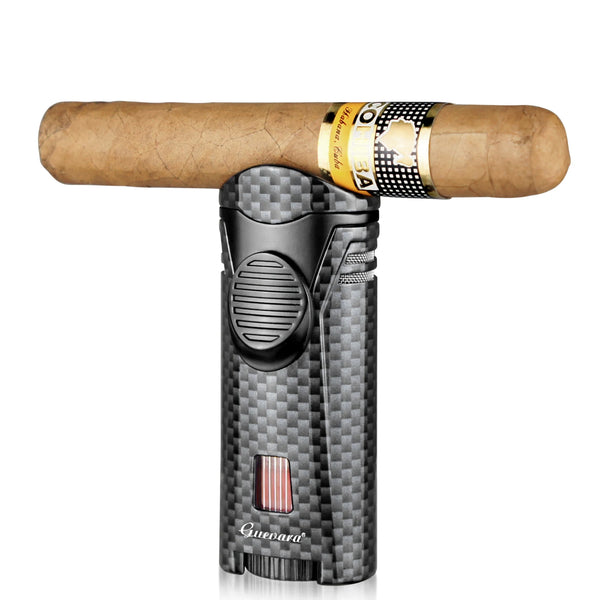 GUEVARA Cigar Set Luxury Single Jet Torch Cigar Lighter and Cutter Gift Suit with Portable Ashtray Accessories for Men Gift