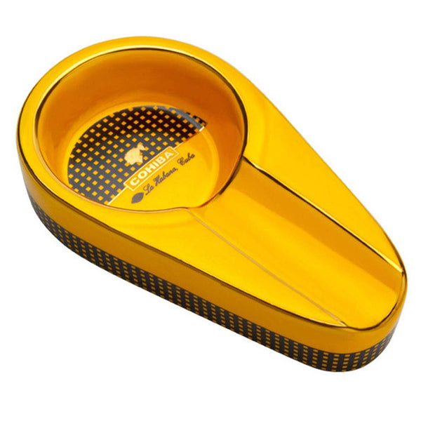 COHIBA Cigar Ashtray Single Cigar Holder Gadgets Round Ash Slot Yellow Tobacco Cigarette Ashtray Gift Box