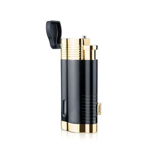 Metal Cigar Cigarette Tobacco Lighter 3 Torch Jet Flame Refillable With Punch Smoking Tool Accessories Portable Gift Box