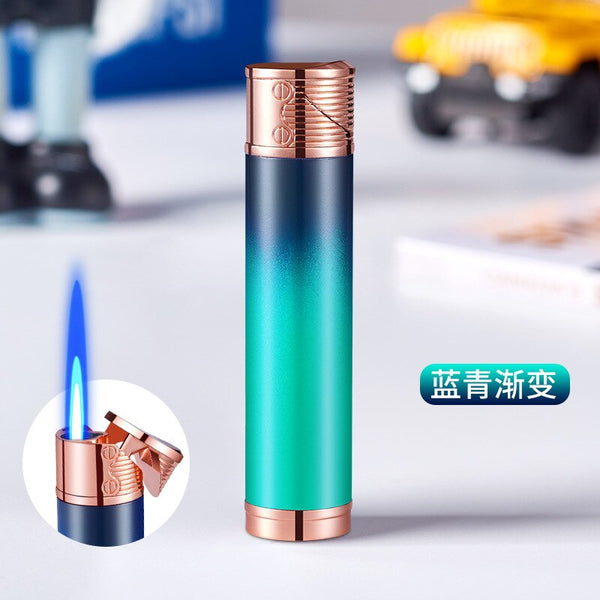 Metal Cigar Lighter with Gradient Color Windproof Butane Blue Flame Gas Single Torch Jet Lighter Smoke Accesoires