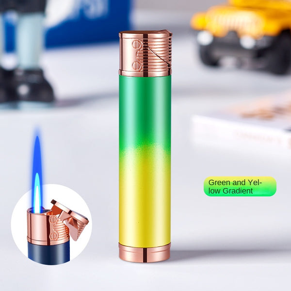 Metal Cigar Lighter with Gradient Color Windproof Butane Blue Flame Gas Single Torch Jet Lighter Smoke Accesoires