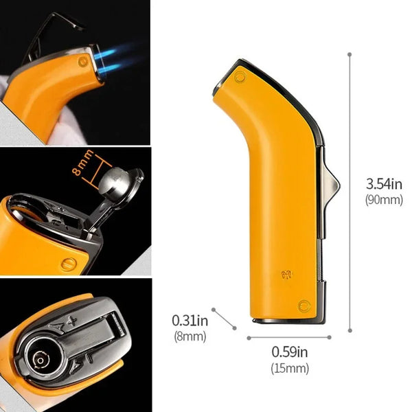 Windproof Metal 2Jet Blue FlameTorch Lighter Cigar Lighter Cutter Set Butane Gas Gift Box for Man Smoking Accessories