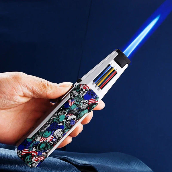 JOBON Jet Pen Spray Gun Torch Gas Lighter Windproof Metal Cigar Outdoor Kitchen BBQ Lighter Straight Flame Gadget Man