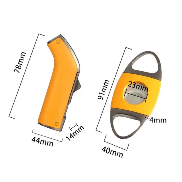 Windproof Metal 2Jet Blue FlameTorch Lighter Cigar Lighter Cutter Set Butane Gas Gift Box for Man Smoking Accessories