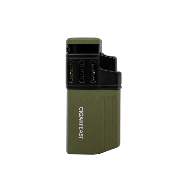 CIGARFEAST Windproof Triple Cigar Lighter Spray Gun 4 Jet Butane Refillable Gas Inflatable Smoke Accessories with Punch